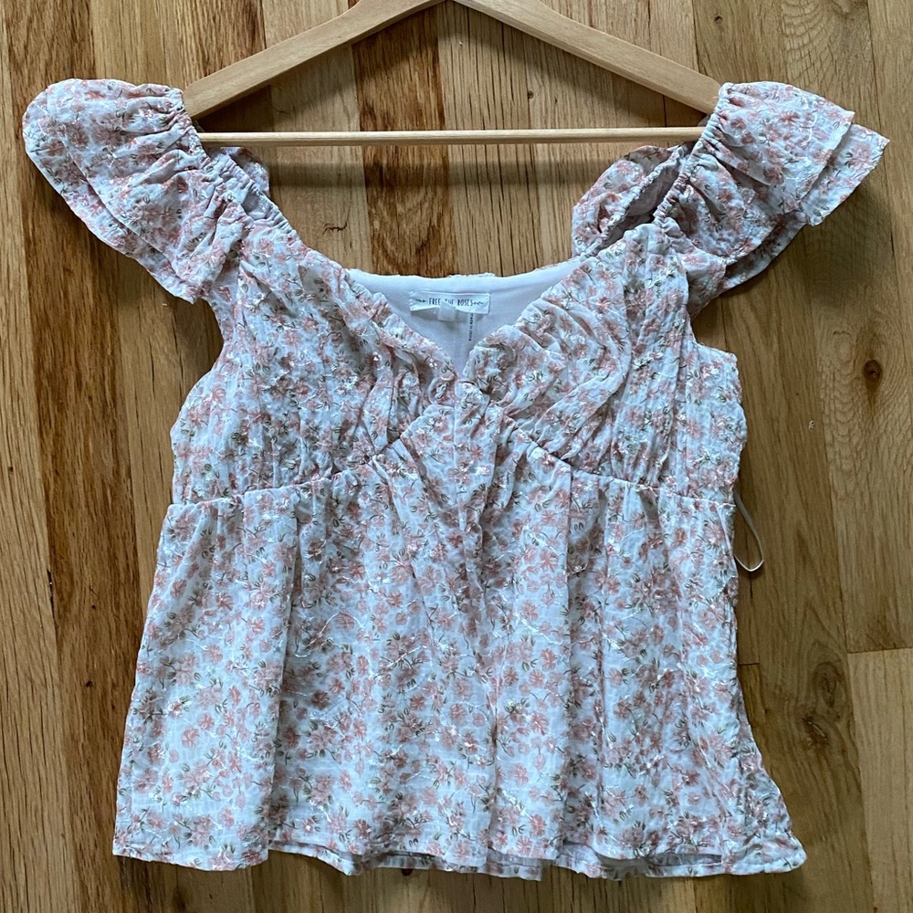 Cropped Floral Print Blouse